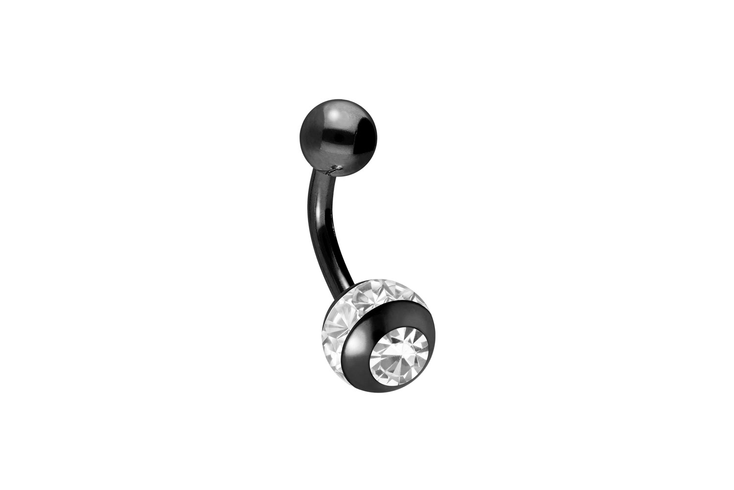 Chirurgenstahl Mini Bananabell Piercing EPOXY-RING + KRISTALL- + CHIRURGENSTAHL-KUGEL